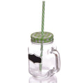 Green Vintage Drinking Jar with Chalkboard