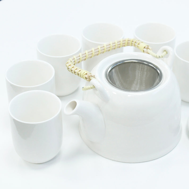 Classic White Herbal Teapot Set