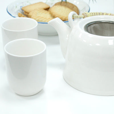 Classic White Herbal Teapot Set