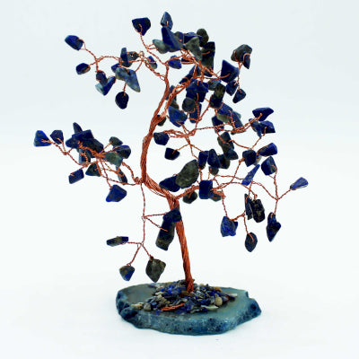 Large Gemstone Tree - Sodalite on Blue Agate Base (100 stones)