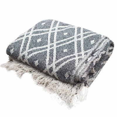 Boho Comfort Throw - 125x150cm - Black & Biege Regency