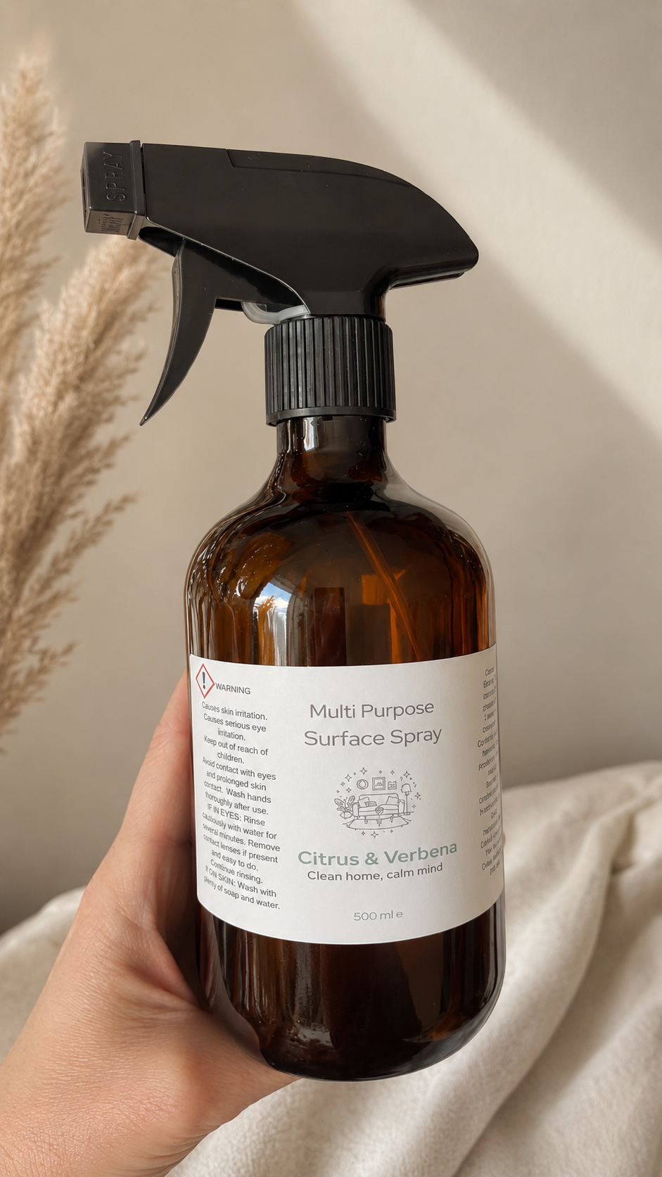 Multi Purpose Surface Spray 500ml - Citrus & Verbena + Free Cloth