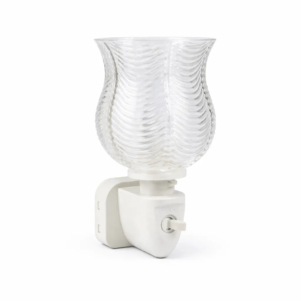 Clear Ribbed Glass Plug-In Wax Warmer